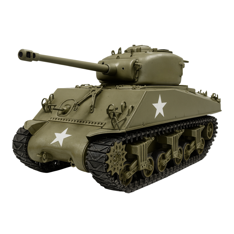 Airsoft Mato M4A3(75) Sherman Green Metal 1/16 Scale Tank with T49W Duckbill Tracks RTR