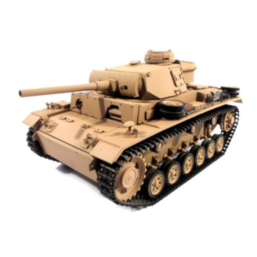 Airsoft Mato Panzer III Desert Tan Metal 1/16 Scale Tank with Metal Tracks RTR
